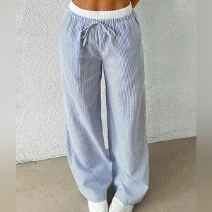 Blue + White Striped Lounge Pants